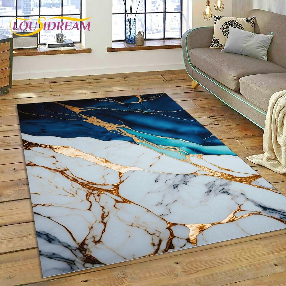 3D Luxurious Green Gold  Colour Marble Dream Rug Carpet for Living Room Bedroom Home Decor,Non-slip Decoration for Sofa Doormat