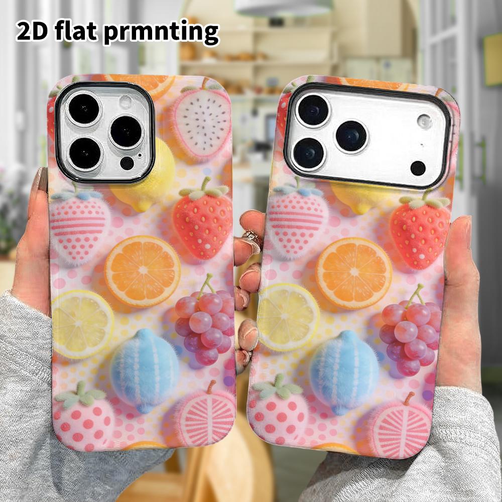 Phone Case: 2D flat, suitable for iPhone 18, 17, 16, 15, 14, 13, 12Pro protective case, fruit pattern, perfect Christmas and Halloween holiday gift