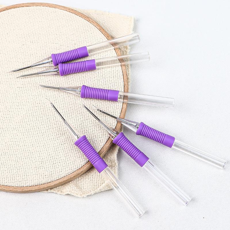 Embroidery Pen with Punch Needle and Threader Durable Set for DIY Handmade Weaving Craft Knitting Home Decor Projects