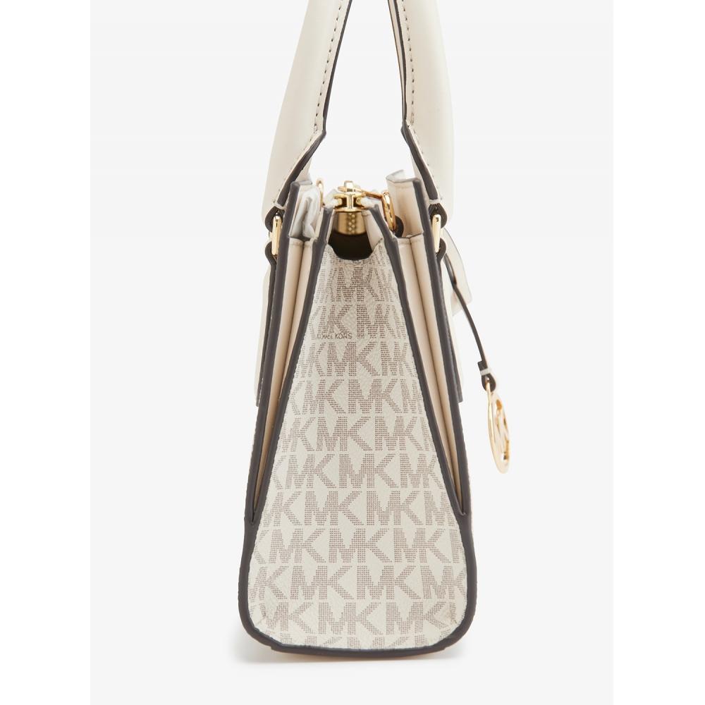 Michael Kors Sheila Center Zip Satchel Small   Mk Signature 35s3g6hs5b2605 Light Cream Multi