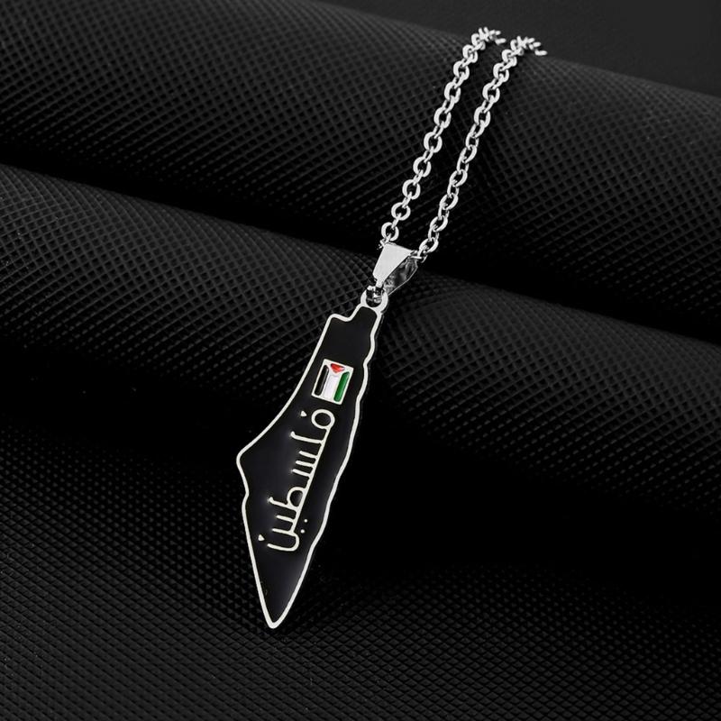 Unique ISR Map Pendant Necklace PLE Adjustable Chain Necklace Stainless Steel Material Suitable for Fashionable Outfits