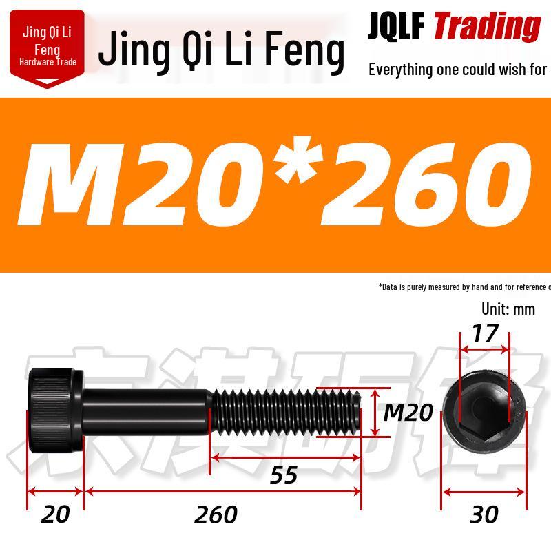 M20-M27 High Strength Blackened Hex Socket Head Cap Screw with Knurled Cylindrical Half Thread