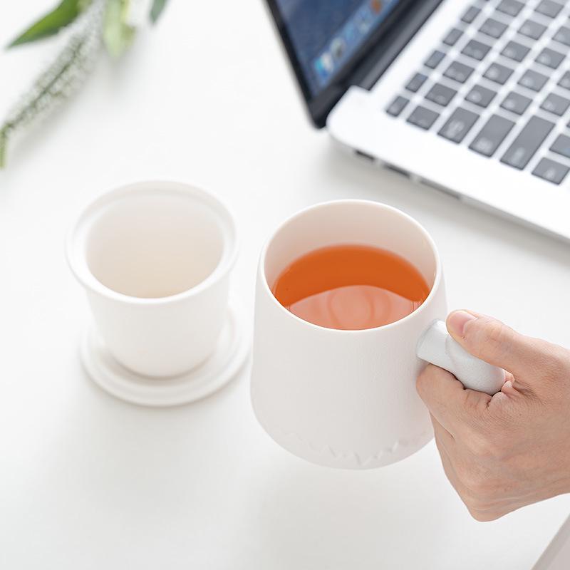 Custom Ceramic Tea and Water Mug with Filter - Office Souvenir Gift