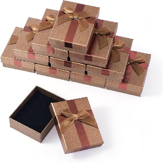 Craftdady 12 Pack Light Sky Blue Jewelry Boxes, Small Rectangle Paper Jewelry Present Boxes with Lids Bowknot Necklace Pendant Ring Earring Packing