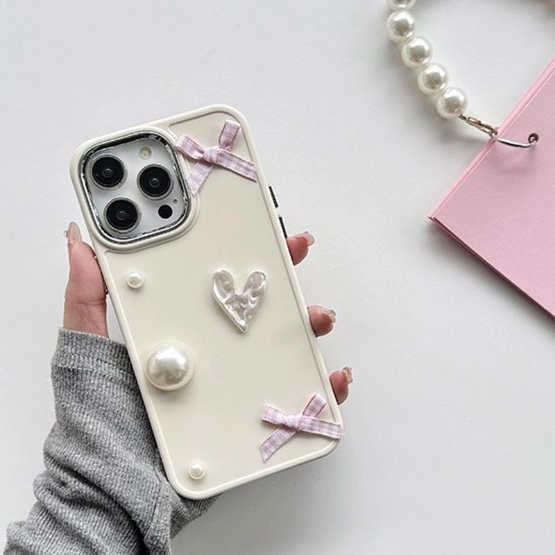 

Pearl Love Mobile Phone Case For Iphone16Pro Bow 14 Apple Silicone 15 Women S Style Creativity iPhone 7/8/SE 2020