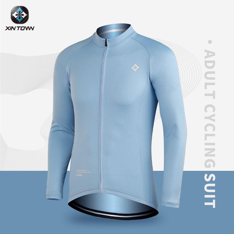 

XINTOWN Men s Long Sleeve Cycling Jersey - Spring/Summer Racing Suit, Solid Color S (90-110 lbs)