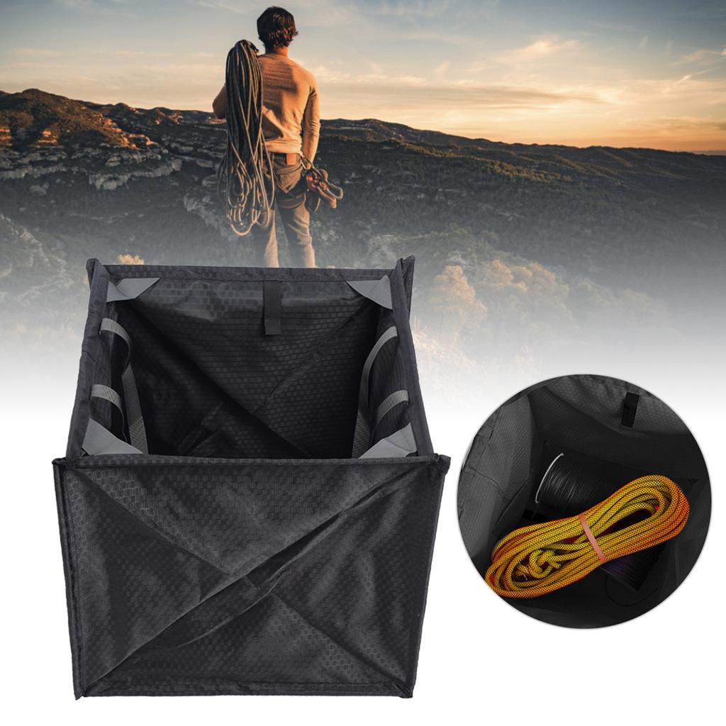 Nylon Black Portable Folding Rock Tree Climbing Rope Basket Throwing Cord Storage Frame Bag