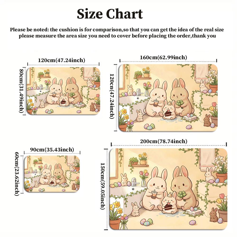 Cute Rabbit Easter Eggs Large Room Carpet Non Slip Cartoon Kids Bedroom Living Room Floor Mat Home Decor Children's Play Carpet