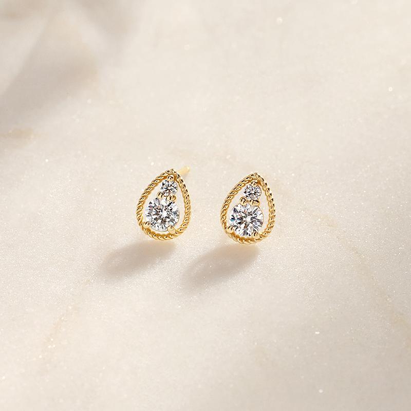 Mcel 14K Teardrop Moisa Diamond Earrings