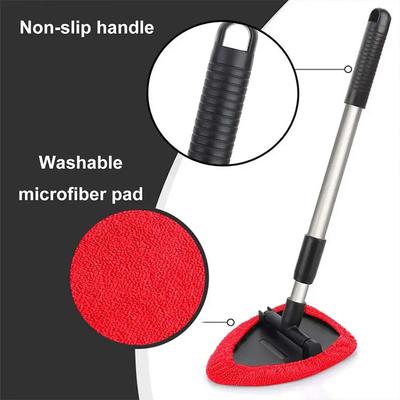 Car Windshield Cleaner Microfiber Car Window Cleaning Brush With Washable Microfiber Pad Extendable Handle Car Wash Mop
