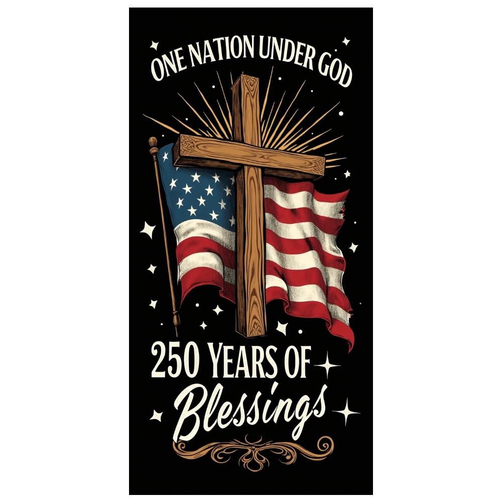 National Milestone Banner Ornate Bottom Trim Patriotic Celebration Banner National Commemoration Display For Church National