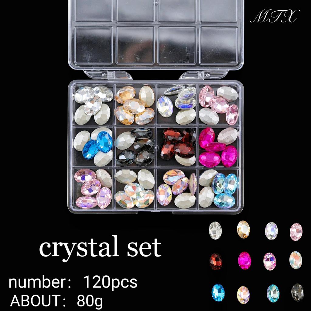 Pointed Bottom Drill Heterosexual Mixed Diamond Nail Art Jewelry Mixed Style Mixed Round Glass Diamond Rhinestone Nail Decoration