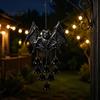 Crisp Sound Breeze Bells Gothic Bat Metal Wind Chime, Halloween Hanging Ornament with Multiple Bells, 3D Indoor Entrance Decorative Crafts Embossed