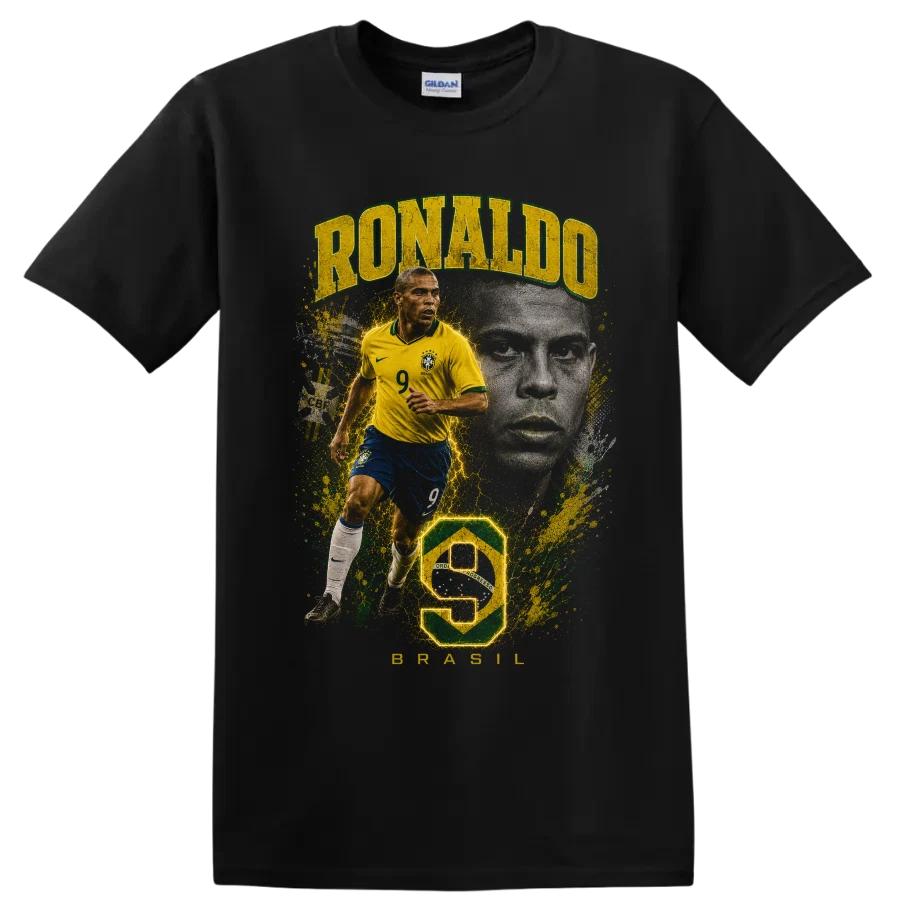 Ronaldo Nazario Brasile Leggenda del Calcio T-shirt Vintage Grafica Giocatore Tee