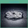 Fashionable Double Spiral Design Ring With Zirconia Inlaid White Gold Plated Women's Jewelry