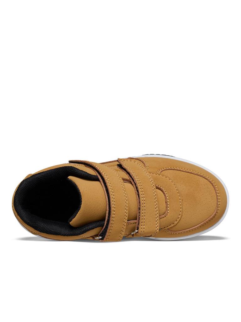 Kids' Wheat High-top Velcro Skate Shoes - Casual, Thick-soled Style for Boys