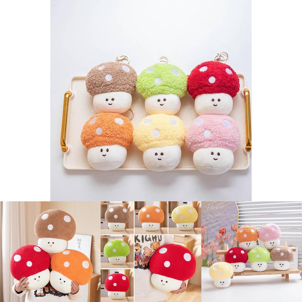 Cute Colorful Dopamine Mushroom Plush Doll Adorable Vegetable Stuffed Toy For Kids And Girls