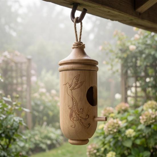 Holz Kolibri Haus Vogel Futterhaus Wetterfest Außen Garten Hof Hängend Kleiner Vogel Futterhaus Dekoration