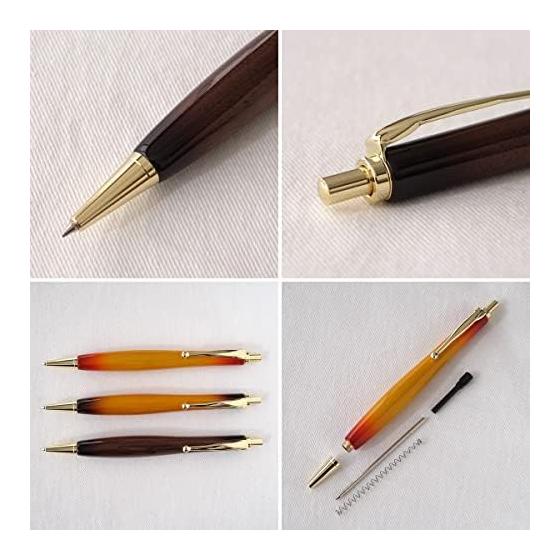 Luminio Wooden Ballpoint Pen, Oil-Based 0.7mm, Knock-Type, Easy to Write, Guitar-Style Sunburst Finish, Rare Wood, Made in Japan, Handmade by