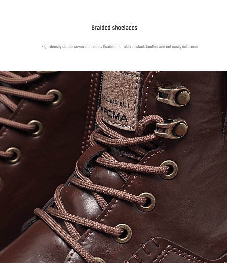 Men's Retro High-Top Martin Boots – Lightweight, Breathable, British Style Motorcycle and Work Boots for Autumn/Winter.