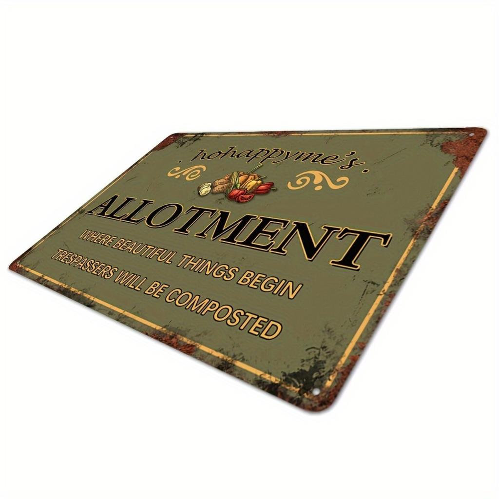 Customizable Vintage Metal Allotment Sign Flower Theme Entryway Wall Hanging Decor