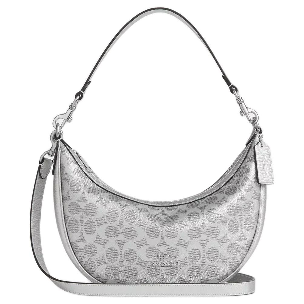 

Coach Aria 26 Silver Metal Accessories Faux Leather Handbag Medium Women Handbags Gray CCL27-SVYGP Basic Set (Bag+Dust Bag)