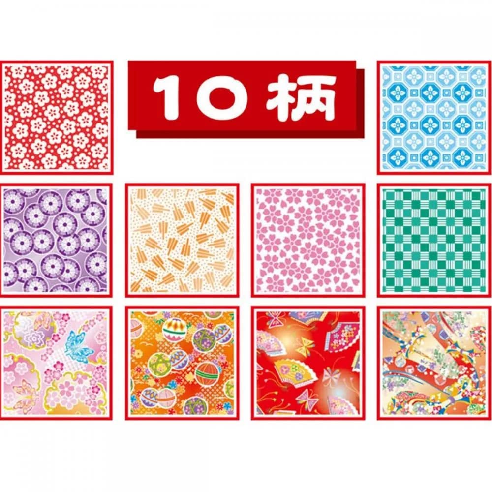 Papír Toyo Washi Chiyogami Hodnotný čtverec 10 vzorů 300 listů 18034 7,5 cm