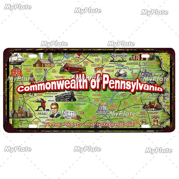 [MyPlate]Vintage America State USA City Licenses Plate Metal Sign Tin Sign Poster Plaque Decor Bar Pub Club Home Wall Decoration