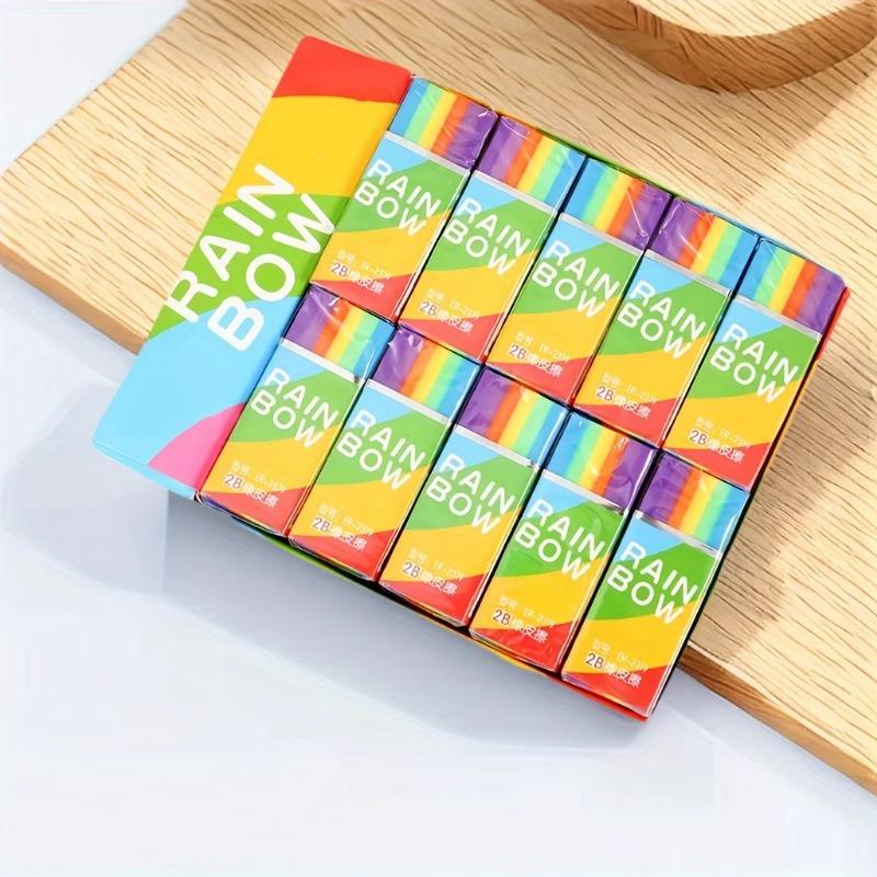 5/10pcs Rainbow 2b Pencil Erasers Soft  Non Feathered Stationery for Writing Drawing Office Study Supplies