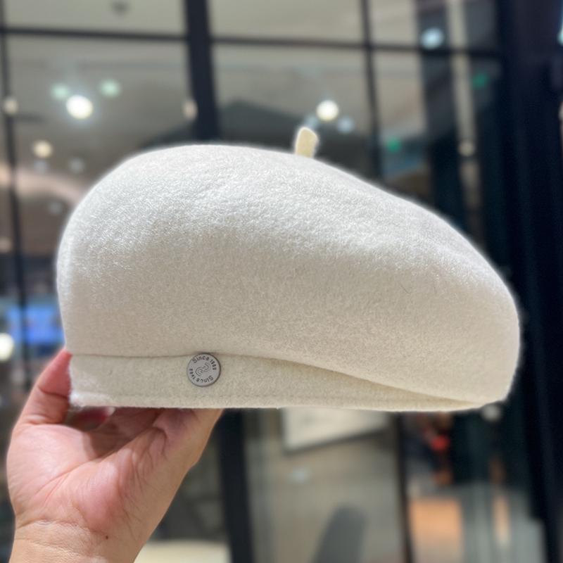 

2025 Високоякісний жіночий вовняний берет: Сірий, Великий Розмір, Зимовий Аксесуар, що Підкреслює Обличчя Medium (56-58cm)