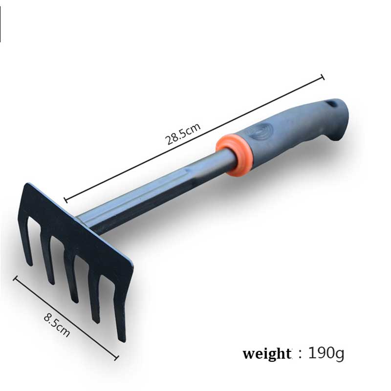 

Черная резиновая ручка, грабли с пятью зубьями, садовый набор из четырех предметов, лопата для цветов, двойная мотыга, садовый инструмент