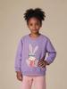 2026 Autumn Girls' Cotton Knit Hoodie with Rabbit Appliqué, Long Sleeve, Round Neck Sweatshirt