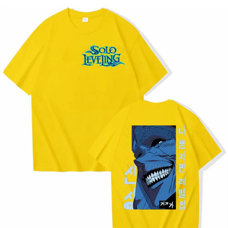 Solo Leveling Street Cool T-shirt Top 100% Cotton Hot Anime Men Clothes Harajuku Streetwear Solo Leveling Anime Men Women Shirt