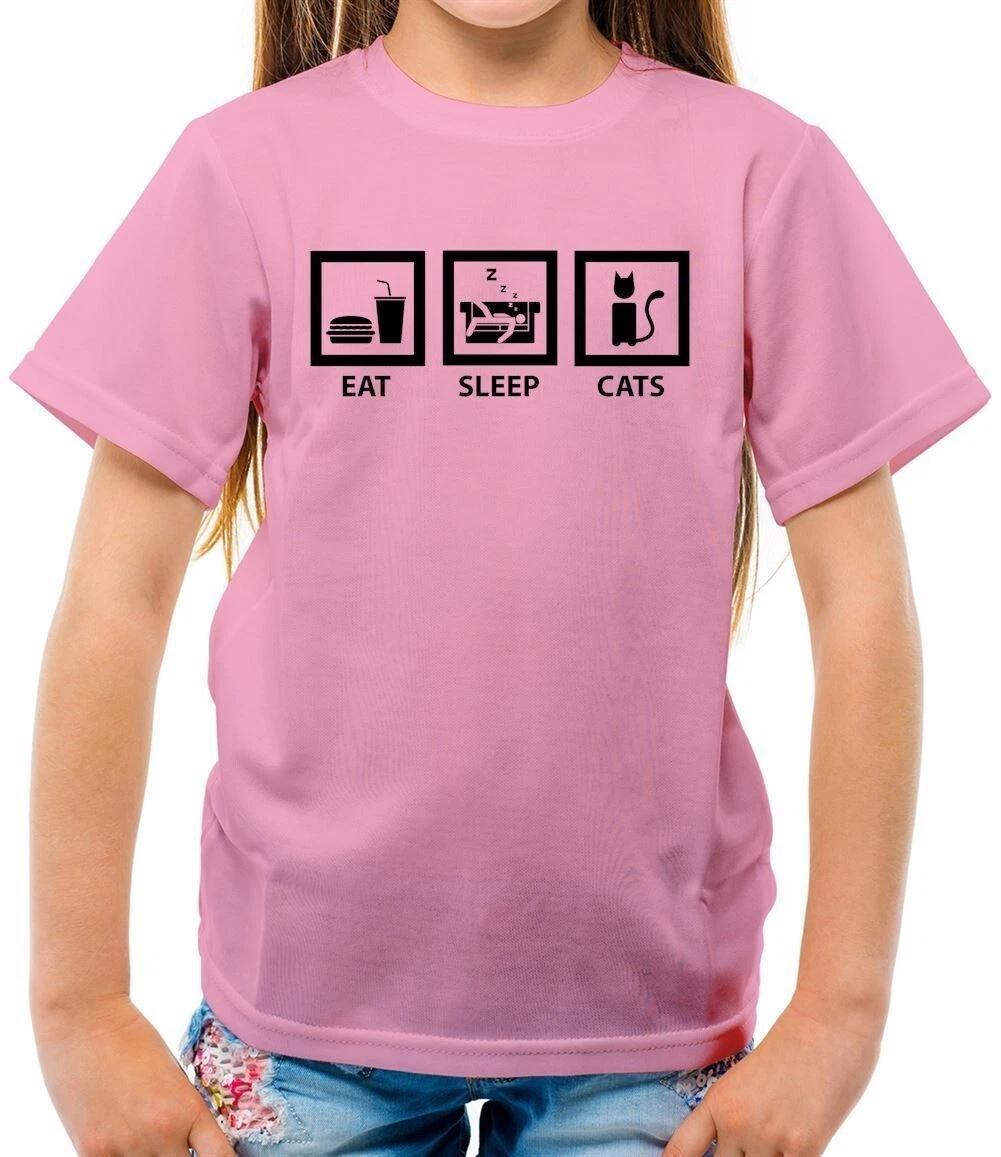 

Eat Sleep Cats - Kids Boys Girls T-Shirt Tees Top Kitten Pet Anima Cute Gift Love 150