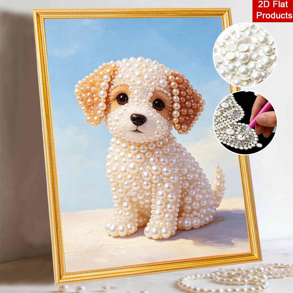 DIY Gerahmtes Perlenmalerei-Set Niedliches Hundewelpen-Muster 3D Funkelnde Perlenleinwand Kreative Heimwanddekoration Kunstprojekt Handgefertigte Geschenkidee
