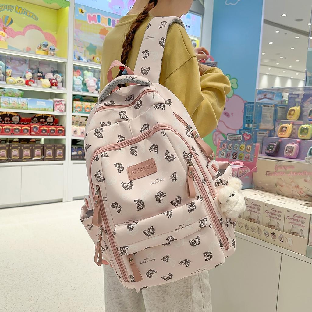 Schoolbag New Versatile Leisure Travel Backpack College Student Junior High School Student School Bag Girls Large Capacity Lightweight Backpack