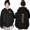 Unisex European Harajuku Style Printed Hooded Zipper Sweatshirt Cardigan
