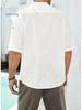 2023 Men's Mid-Sleeve Casual Linen Shirt: Comfortable European & American Style