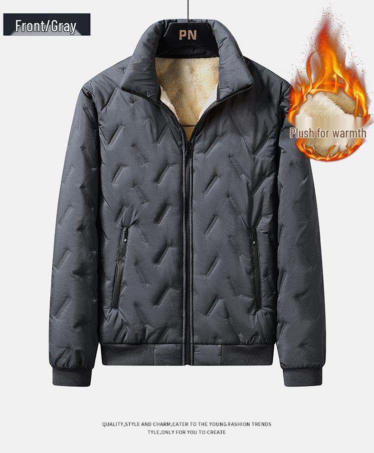 Men's Fleece-Lined Lamb Wool Jacket, Warm, Versatile, Plus Size, Autumn/Winter Coat for Youth/Middle-Aged.