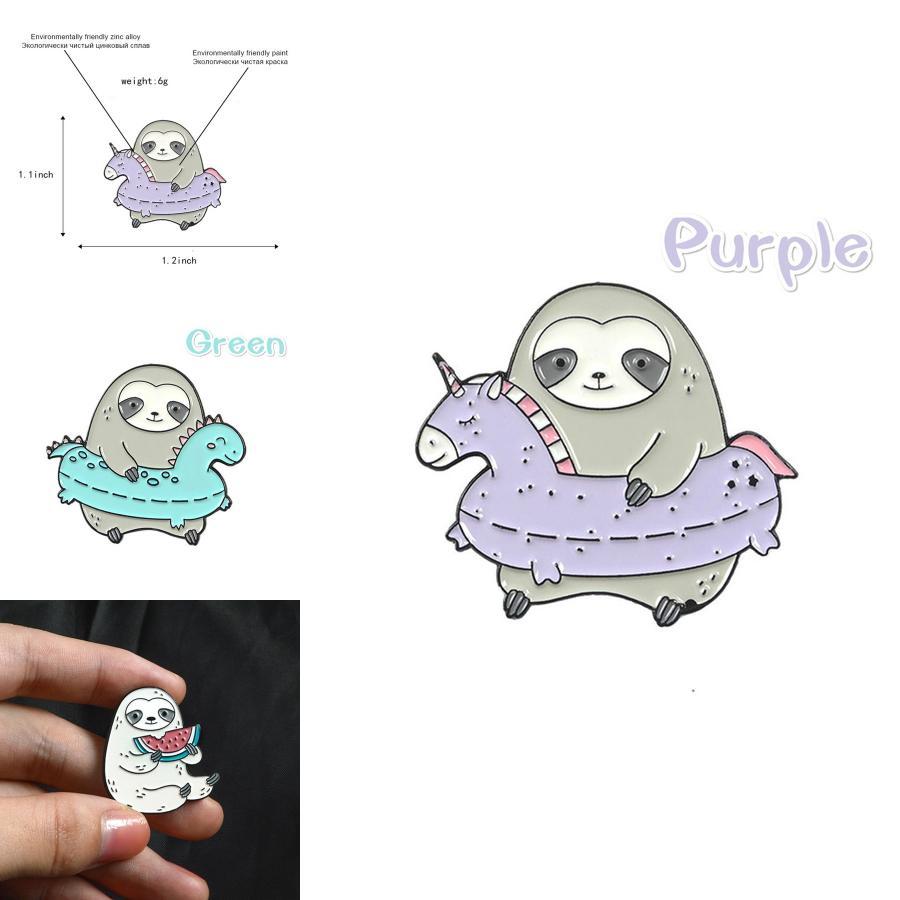 Unique New Fashion Cartoon Sloth Enamel Pin Badge In Mint Green For Trendy Collectors