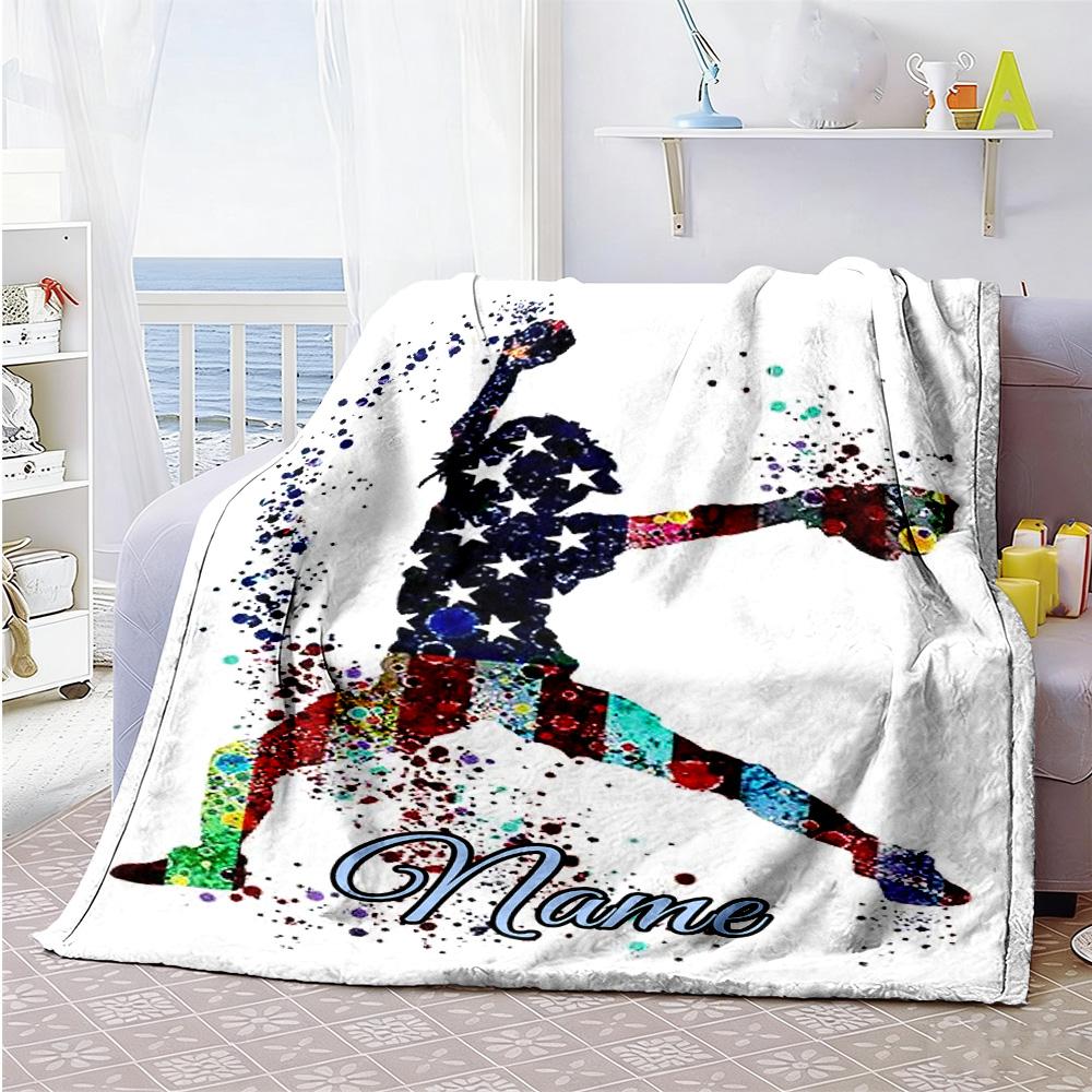 Ball4 Personalized Name Blanket Multi-purpose Customizable Blanket Comfortable Throw For Picnics Nap Couch Home Decor Four Seasons Universal