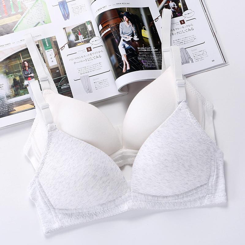 1 st Bekväm Bomull Mjuk Tonårs-BH Trådfri Tränings-BH Enfärgad