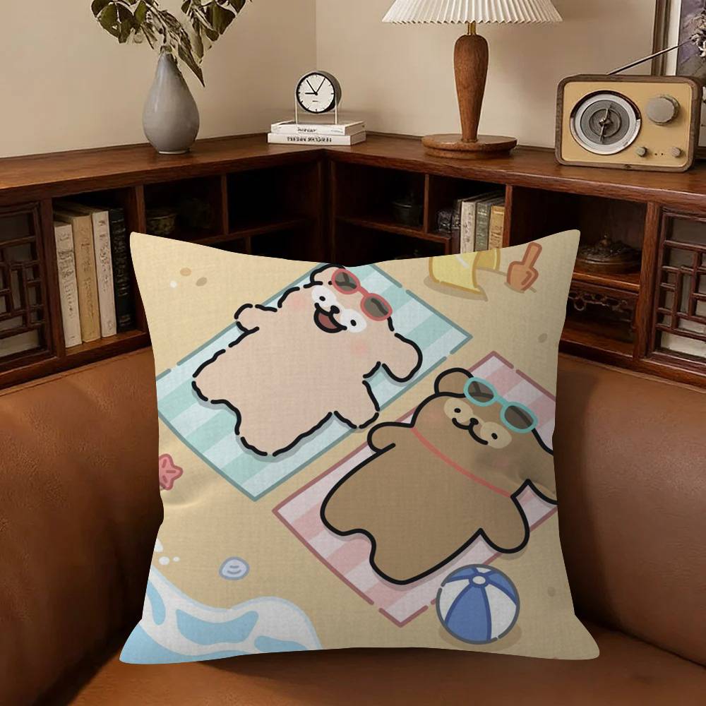 Cartoon-Linienhund Ahorn-Design Kissenbezug Glückliche Herbsternte Dekor Feiertagsdekoration Kissenbezug