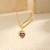 Fashion Heart Zircon Paper Clip Necklace for Women,Gold Color Stainless Steel Flat Rolo Chain Necklaces,Chic Jewelry Gifts