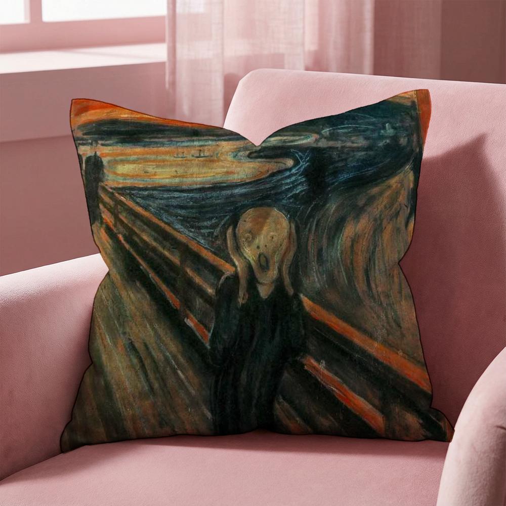 

E-Edvard M-Munch Anxiety Cushion Cover Multi-Scene Pillow Cover for Home & Car - Reversible, Soft & Durable for Daily Use 30cmx30cm