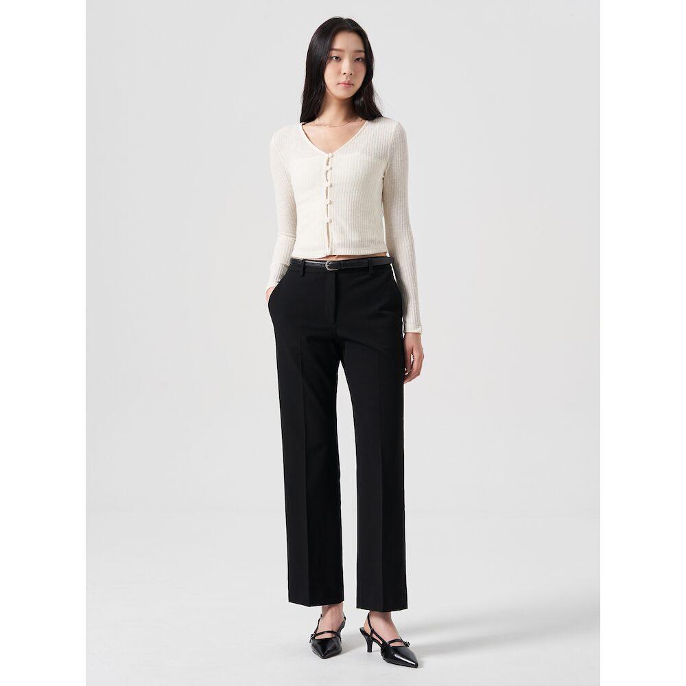 8SECONDS Poly Spandex Slim Straight Slacks Black