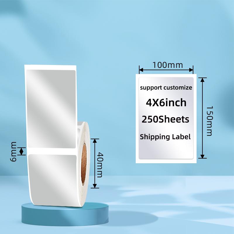 Customizable PET Thermal Labels Waterproof Oil Proof Scratch-Off Adhesive Labels Custom Color Size Grocery Supermarket RoHS (silver,250Sheets/Roll&4X6inch(250Sheets/Roll))