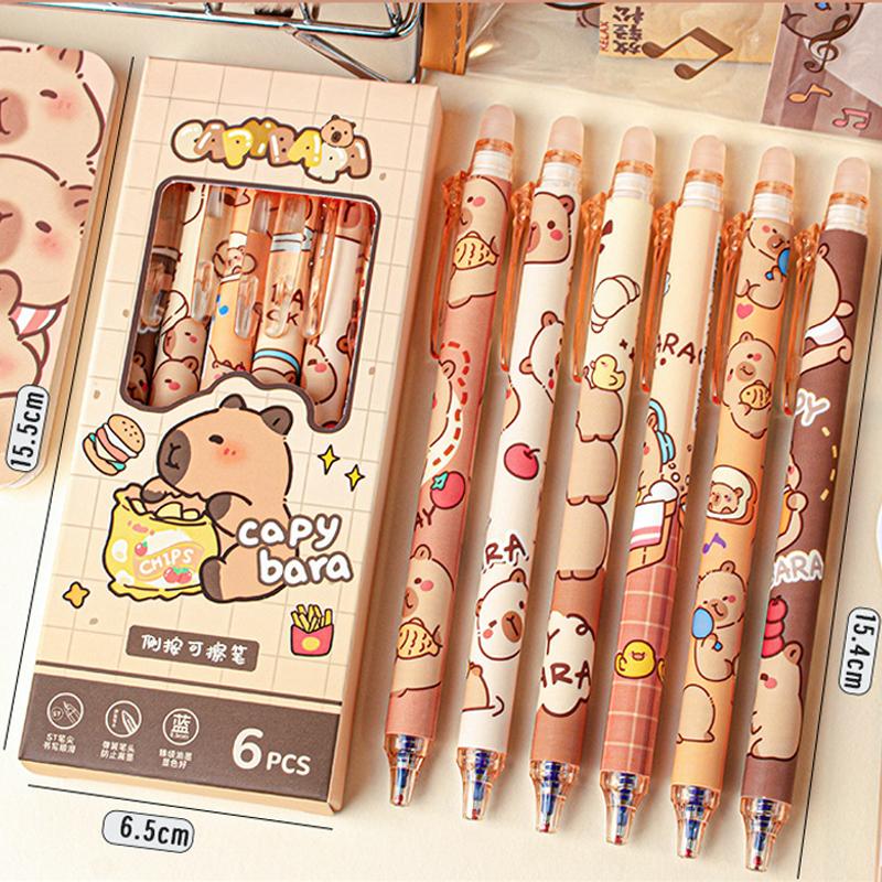 

6 шт., стираемая ручка Lovely Papyrus Lizard, синие чернила, гладкое и быстросохнущее письмо, канцелярские товары, элегантная ручка, милые канцелярские принадлежности Blue