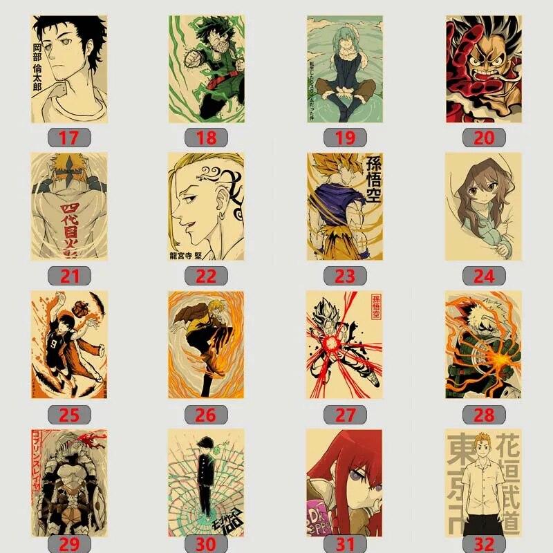 Classic Anime Figure Posters Vintage Kraft Paper Wall Art Painting Pictures Living Room Decor Bar Cafe Home Decorative Mural