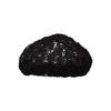 Brown Hat Crochet Knit Beret - Black